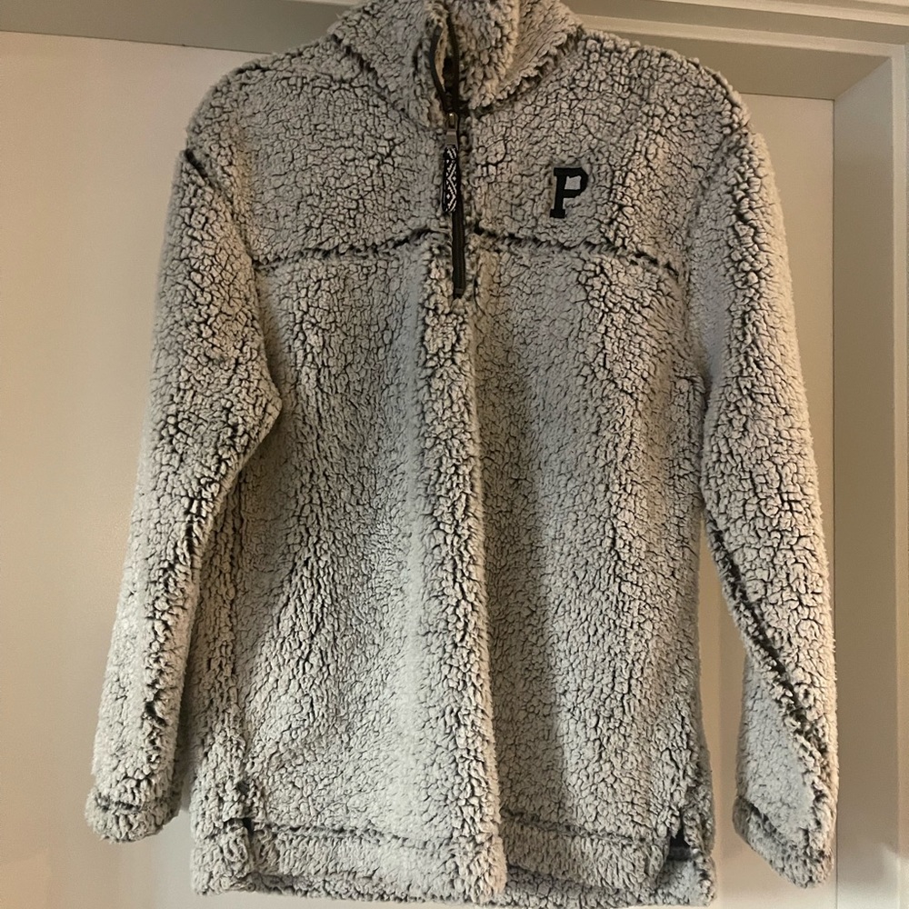 Portland brand pullover quarter zip teddy sweater